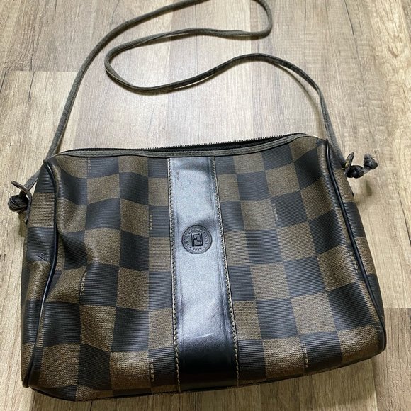 Vintage Fendi Checkered Designer Shoulder Bag
